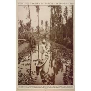  1922 Santa Anita Gardens Mexico City Boat Boatman 