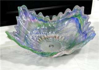 RIPPLE MURANO ART GLASS BOWL,Italy Centerpiece Dish NEW Glassware 