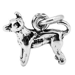   Sterling Silver Three Dimensional Small Chihuahua Dog Charm Jewelry