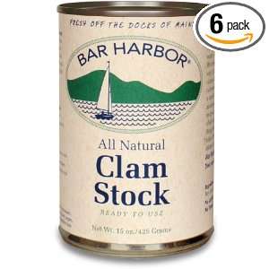 Bar Harbor Clam Stock, 15 Ounce Cans (Pack of 6)  Grocery 