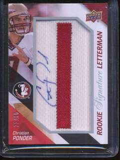 CHRISTIAN PONDER 2011 UPPER DECK LETTER  I  21/35 AUTO AUTOGRAPH 