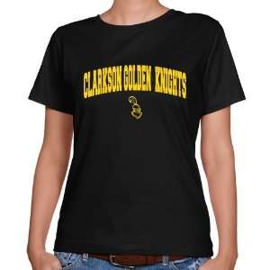 com NCAA Clarkson Golden Knights Ladies Black Logo Arch Classic Fit T 