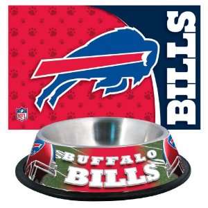  Buffalo Bills Pet Bowl and Mat Combo