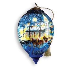 Midnight Clear Hand Painted Glass Ornament 