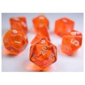   Set (Translucent Orange) role playing game dice + bag Toys & Games
