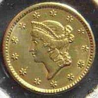 GOLD $1 COIN ,1849, Open Wreath, UNCIRCULATED,Philadelphia,No Mint 