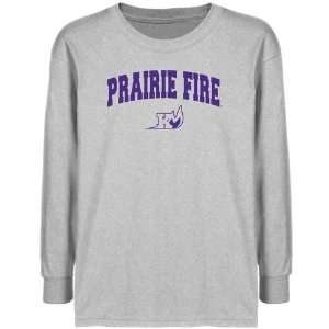Knox College Prairie Fire Youth Ash Logo Arch Long Sleeve T shirt 
