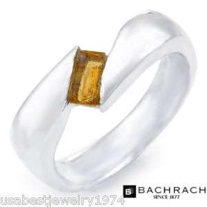BACHRACH Genuine Citrine Ring Made 925 Sterling Silver  