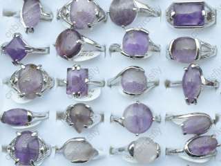 wholesale lots 50 amethyst gemstone silver tone Rings  