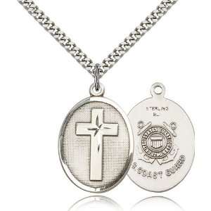  Sterling Silver Cross / Coast Guard Pendant Jewelry