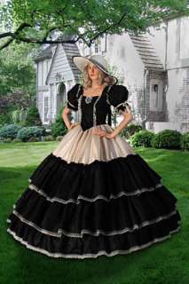 Civil War era Wide Dress Ball Gown with Wide Skirt Handmade from 