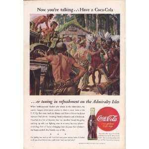  1945 Coca Cola WWII Ad Pacific Marine Seabees on Admiralty 