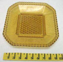 EAPG 1870 square dinner plate / adams amber glass  