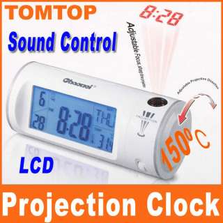 Sound Voice Clapping Control Backlight LCD Projection Clock 