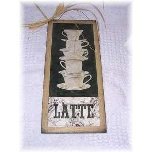  Latte Stacked Coffee Mugs Kitchen Sign Cafe Decor Art 