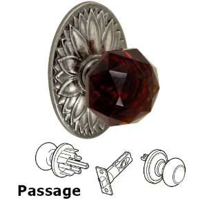  Passage amber crystal glass knob with oval floral rose in 