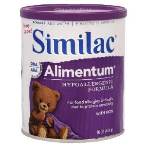 Similac Alimentum Hypoallergenic Baby Formula Powder, 16 oz (Pack of 3 