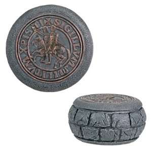  Templar Seal Round Box   Cold Cast Resin   2.5 Height 