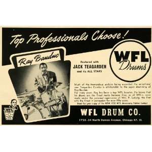 1952 Ad WFL Drums Ray Banduc Jack Teagarden All Stars 