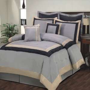   Hotel 8 Piece Comforter Set in Silver / Pewter   King