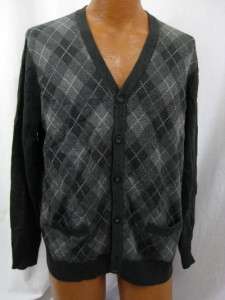 NEW Merona Mens Gray Argyle Cardigan Sweater Size Large  