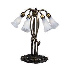  Meyda Tiffany 5 Light Lilies Table Lamp, Amber