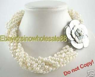 rows white freshwater pearl twist necklace  