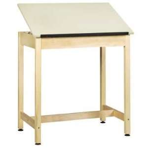  Finish Solid Maple Wood Art/Drafting Table with 1 Piece Top, Plastic 