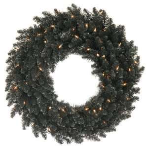  60 Black Christmas Wreath, Prelit, Clear