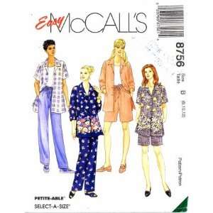 McCalls 8756 Sewing Pattern Misses Shirt Pants Shorts Size 8   12 