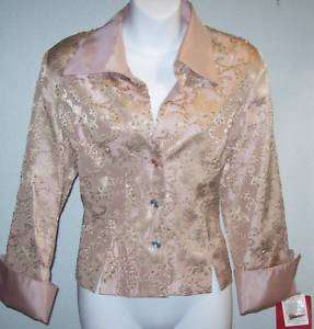 NWT Sz 8 JS Collections Pink/Gold Moire Jacket $240  