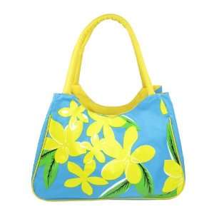    Blue and Yellow Floral Beach Bag Canvas Tote 