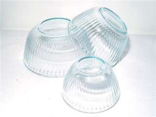 pc PYREX Clear SCULPTURED Glass Mixing Bowl Set 4.5 Qt.10, 6, 3 Cup 