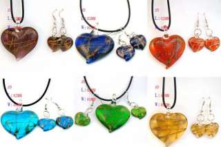 g335 Rare 6 Color Love Murano Lampwork Glass Heart Pendant Necklace 