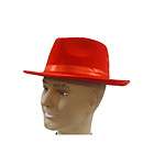 Flocked Gangster Hat   Red Mafia Costumes Accessories