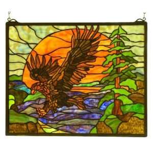 Meyda Tiffany Decor 98106 16H X 20W Eagle At Sunset Stained Glass 