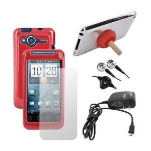  For HTC EVO Shift 4G Bundle Red Hard Case SP Charger 