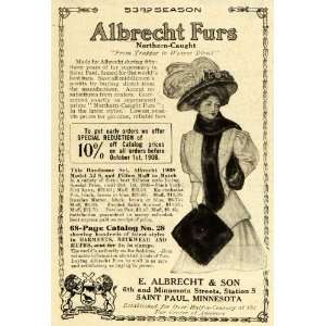 1908 Ad Albrecht Fashion Northern Caught Furs Clothing Accessories 