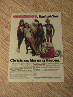 1981 CHRISTMAS SANTA ADVERTISEMENT UNDEROOS UNDERWEAR AD GIRLS BOYS 