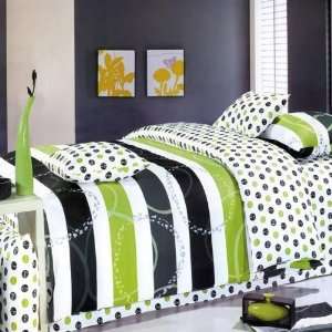 Blancho Bedding   [Green Olive] 100% Cotton 4PC Duvet Cover set (King 