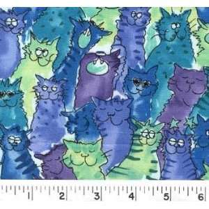  45 Wide COOL CAT Fabric By The Yard Arts, Crafts 