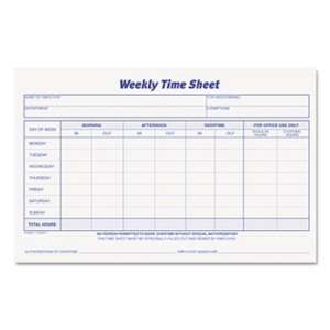  New TOPS 30071   Weekly Time Sheets, 5 1/2 x 8 1/2, 100 