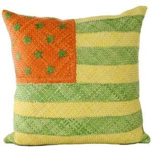  Lance Wovens Nation on Vacation Citrus Leather Pillow 