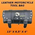 NICE MOTORCYCLE TRAVEL BLACK LEATHER FORK BAG W/CONCH  