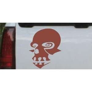 Tribal Skull Mask Skulls Car Window Wall Laptop Decal Sticker    Brown 