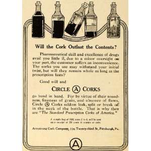  1920 Ad Armstrong Pharmacy Bottle Circle A Cork Stoppers 