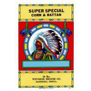  Super Special Corn & Rattan Broom Label 20x30 Poster Paper 
