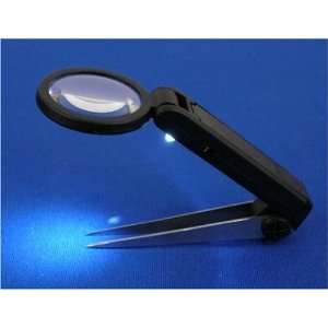  Double Hinged Stainless Steel 4X LED Illuminated Magnifier 