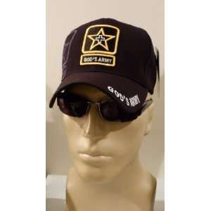 , BLACK Hat with Cross Inside of Gold Star NEW DESIGN with Shadowing 