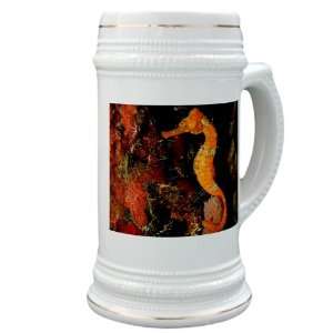Stein (Glass Drink Mug Cup) Seahorse Holding Coral